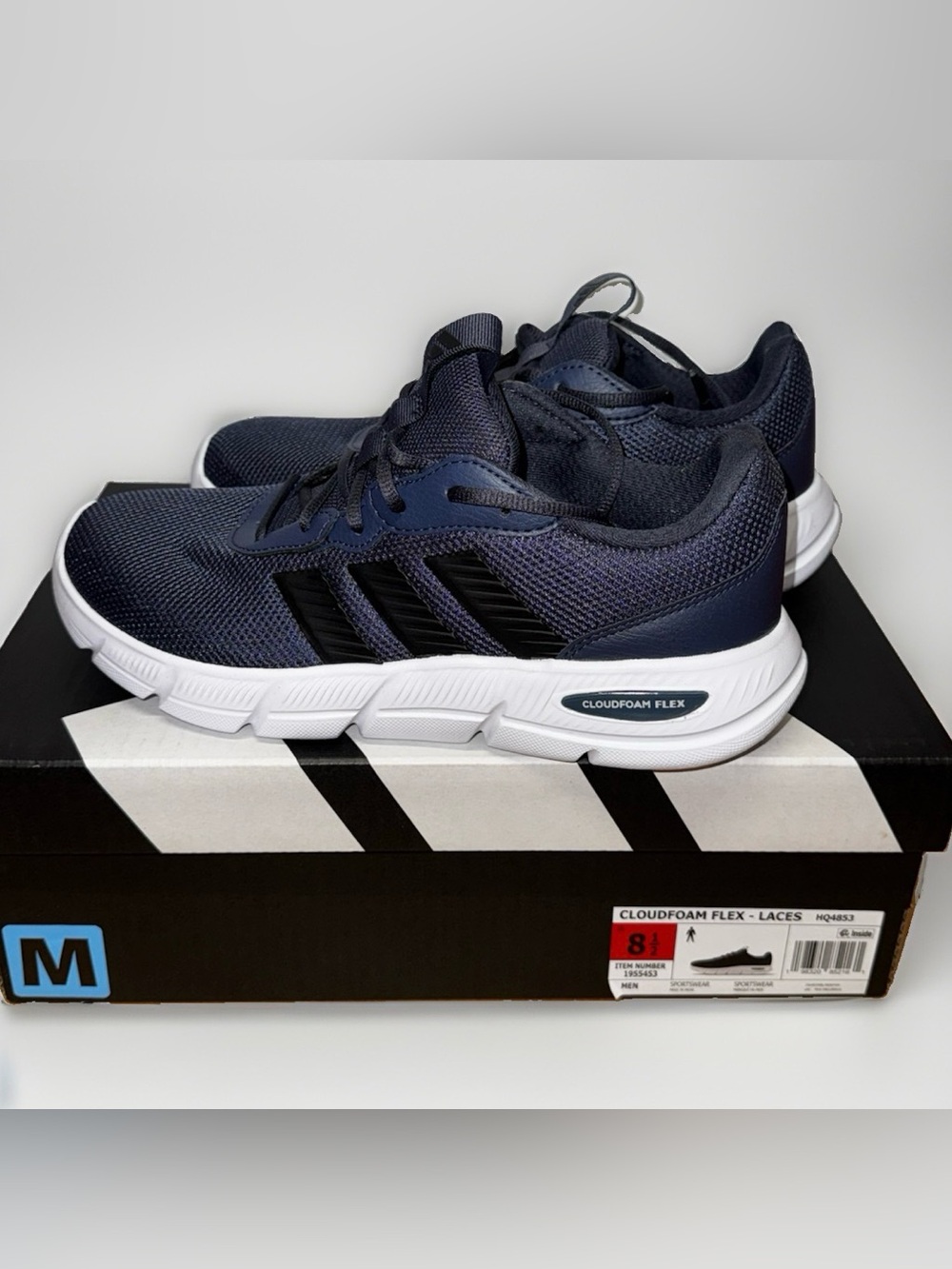 Adidas Men's Cloudfoam Flex Sneakers Shoes Navy, Size 8.5,  (New in Box)